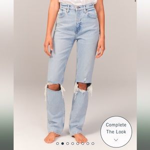 Abercrombie & Fitch Ultra High Rise 90s Straight Jean size 26r in Light Destroy